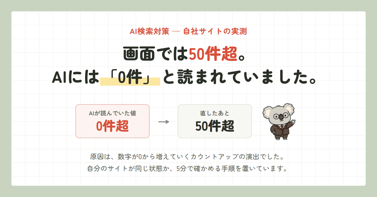 うちの実績50件が、AIには0件——AI検索対策は5分の実測から